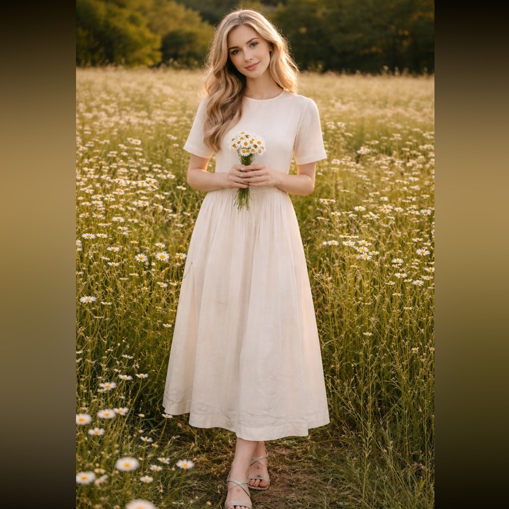 S MaxMara Caldeo Cotton Silk Blend Ivory Cream Luxury Maxi dress Size 14